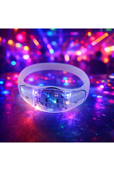 PARTİPORT Sensörlü Sesle Duyarlı LED Işıklı Bileklik Müzikle Yanan Party Bile...