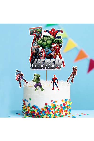 Parti Evreni Kişiye Özel Avengers Temalı Pasta Süsü Seti