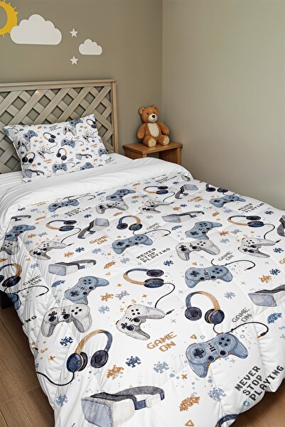 EVPANYA Πάπλωμα και μαξιλαροθήκη με σχέδιο Virtual Game World για ένα άτομο