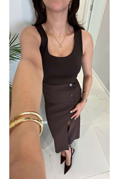 BİRCANÇİL Dlvin Nidrot Σκούρο Καφέ Χοντρό Λουράκι Πολυαμιδίου Αθλητικό Μπλουζάκι