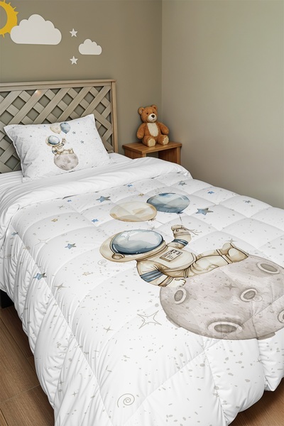 EVPANYA لحاف وغطاء وسادة مفرد بنمط رائد فضاء صغير