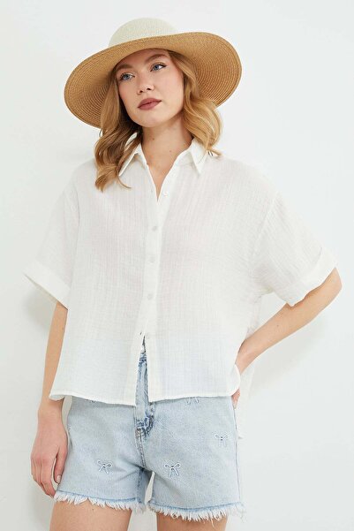 Fulla Moda Basic Layered Muslin Fabric Casual Shirt