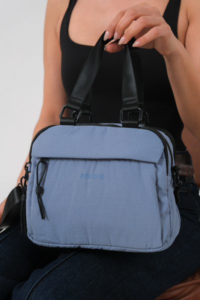 Solo Bag Women's Multi-Compartment Waterproof Crinkle Casual Blue Crossbody H...