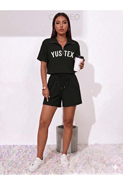 CANDERO Shorts - Women's Black Oversize Relaxed Fit High Waist Lace-Up Casual...