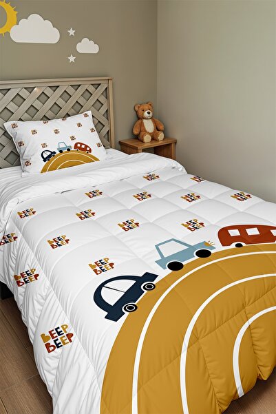 EVPANYA Μονό πάπλωμα και μαξιλαροθήκη με σχέδιο Little Road