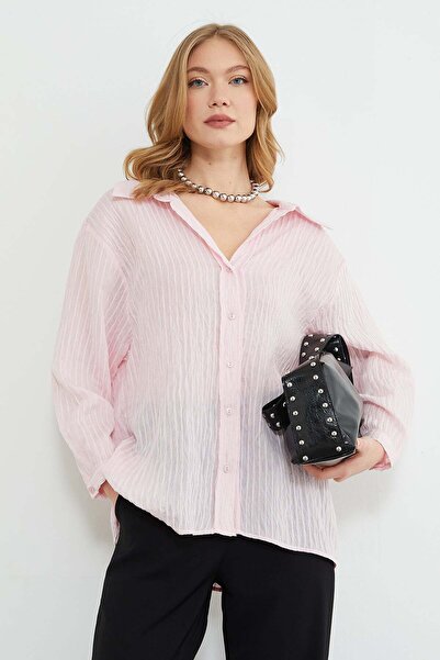 Fulla Moda Ριγέ Πουκάμισο Ζακάρ Casual