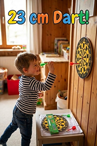 Saule 23 cm Klasik Dart Tahtası Ve 2 Adet Metal Uçlu Ok Seti - Duvar Hedef Oyunu