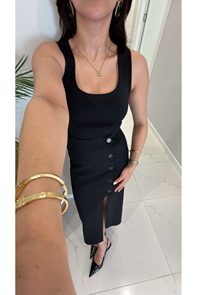 BİRCANÇİL Dlvin Nidrot Black Thick Strap Polyamide Undershirt