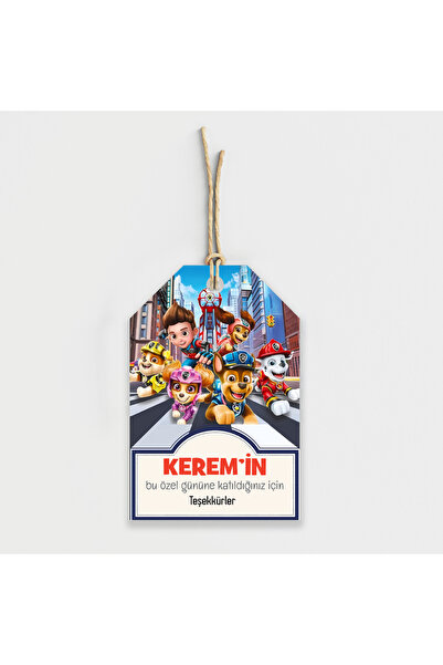 Parti Evreni Paw Patrol Temalı Kişiye Özel Teşekkür Kartı 8'li