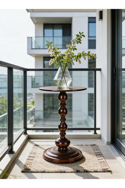 Mtanvxay Brown Round Metal End Table 40x52cm, Modern Vintage Decor Side Table...