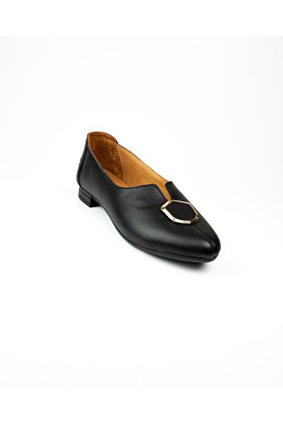 Moda Arena 319 Μαύρες Δερμάτινες Γυναικείες Μπαλαρίνες