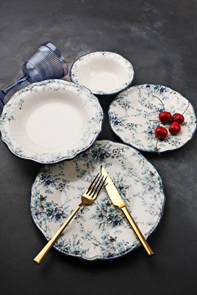 Bev Kitchen Serentina 24 Parça Porselen Dijital Baskı Yemek Takımı