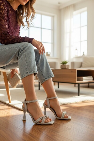 enoch Women's Cross-Strapped Stoned Flat-Toe Goblet Heeled Sandals