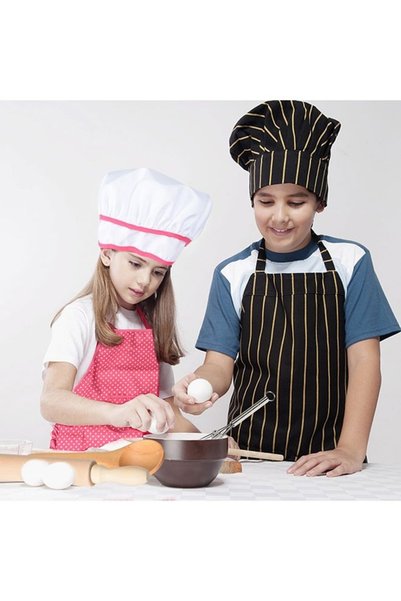 LIXADA 11-Piece Polka Dot Kids Kitchen Cooking Play With Apron And Chef Hat Set 40x38x2cm
