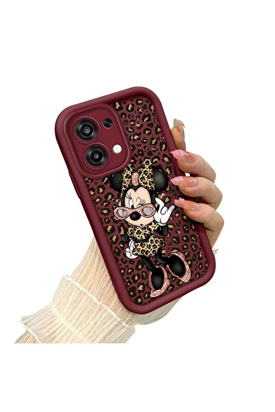 CHICASELUX OPPO A6 Pro 5G ile Uyumlu Darbeye Dayanıklı Basit Bordo Silikon Te...