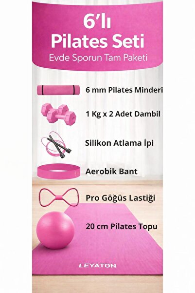 Leyaton Tüm Vücut Fitnessı İçin İdeal Pilates Seti - Mindere, Dambıla ve Daha Fazlasına Sahip!
