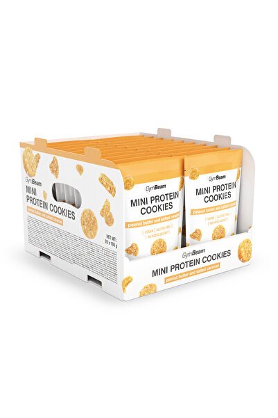 GymBeam Mini fursecuri proteice, 20 x 100 g, caramel sărat cu unt de arahide