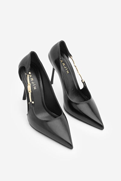 Marjin Γυναικεία παπούτσια στιλέτο με μυτερή μύτη και χρυσή πόρπη στο πλάι, λ...