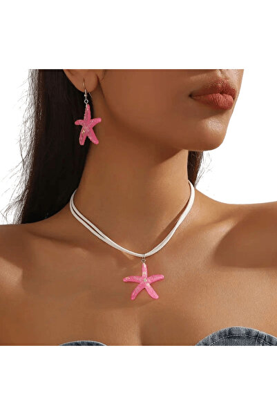 Belora Μοντέρνο σετ κολιέ και σκουλαρίκια με αστερίες, 2 τεμάχια