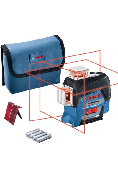 Bosch Nivela Laser GLL3-80 C, Linii 30m Receptor 120m, Precizie 0.2mm/m, Alba...