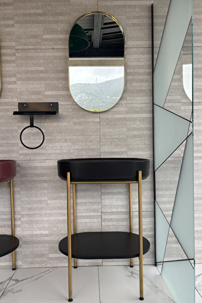 AdnDesing Isvea Puno Art 60 cm Metal Ayaklı Lavabo Ünitesi + Ayna | Fırçalı P...