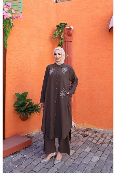 NİSUM MODA Σετ Βαμβακερών Λευκών Ειδών με Τρία Λουλούδια