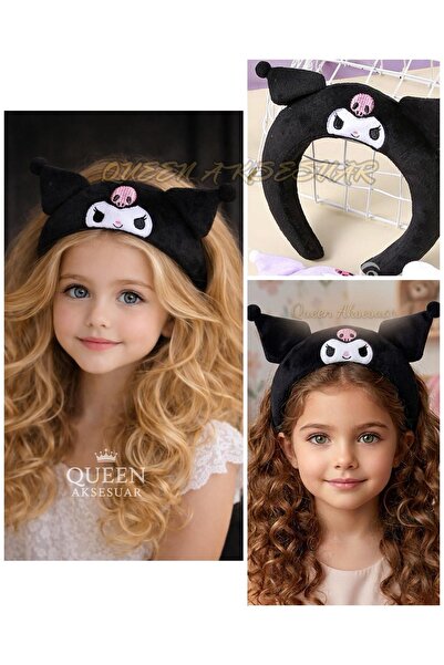 QUEEN AKSESUAR Μαύρη βελούδινη τρισδιάστατη τιάρα με φιγούρα κουρόμι, με φαρδ...