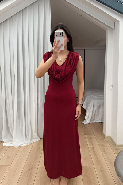 Sindimoda Lenal Degaje Yaka Midi Elbise 4542