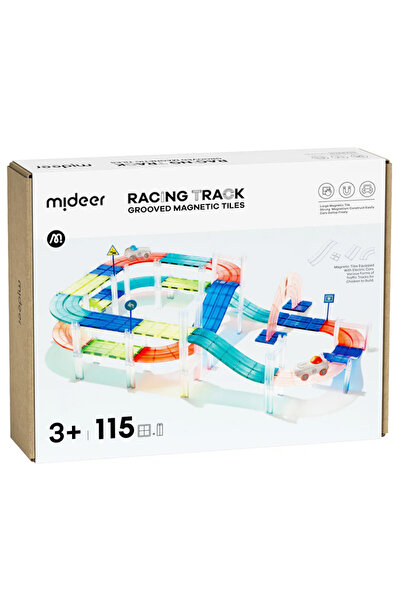 Mideer Σετ 115 μαγνητικών κομματιών πίστας αγώνων με 2 ηλεκτρικά αυτοκίνητα κ...