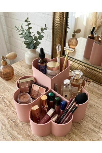 APLUS Heart Shaped 4-Compartment Multi-Purpose Makeup and Desktop Organizer