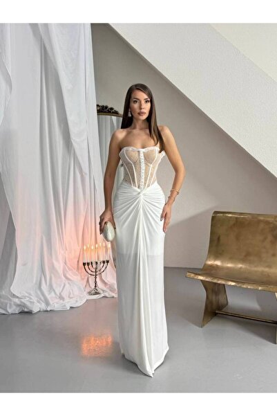 MAXMOOR CHARLİNE Maxi Elbise 1331 - Beyaz
