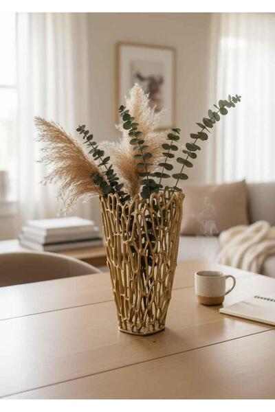 ROSSEV Vazo Büyük Boy Antik Eskitme Altın Salon Aksesuarı