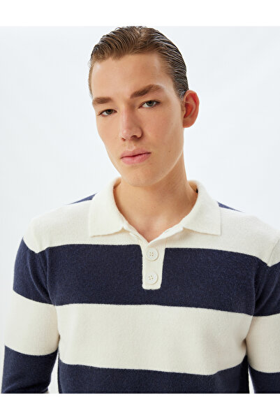 Koton Knitwear Sweater Polo Neck Button Detail