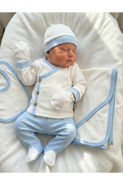 MiniKids Βρεφικό σετ 7 τεμαχίων, Μάρεκ, λευκό-μπλε