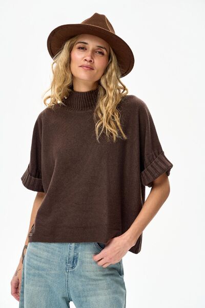 Other Półgolf Damski S7039 Chocolate Women's S7039 Chocolate Turtleneck Unive...