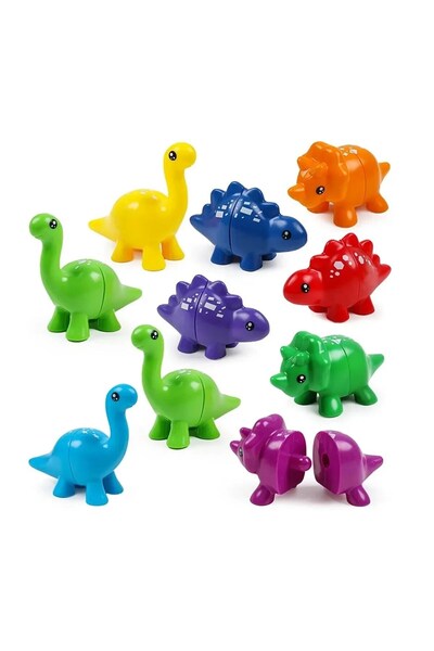 SARALMA Set 8 jucarii educative dinozauri colorati din plastic, interactive, ...