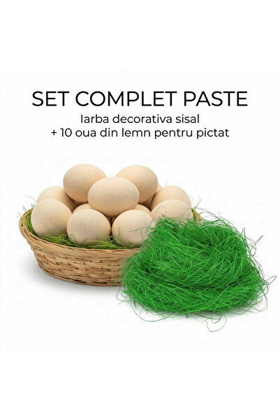 MC Micostore Set creativ Paste: Iarba decorativa verde 100g + 10 oua din lemn...