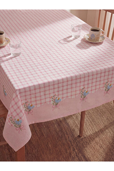 LC Waikiki Τραπεζομάντηλο με ροζ λουλούδια και σχέδιο φιόγκου 150x200 εκ.