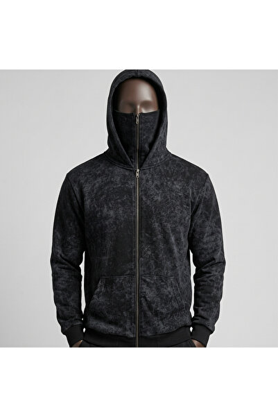 FREAK T-SHIRT Φούτερ με κουκούλα Ninja με φερμουάρ και μάσκα, μαύρο, πλενόμεν...