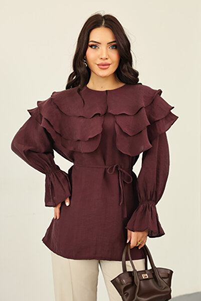 zhrcelebi Layered Collar Tunic 0062 - Mürdüm