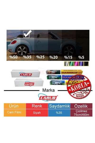 Generic Brand BR1211901 فيلم زجاجي مضاد للخدش 75X60MT أسود فاتح 35% مستورد عا...