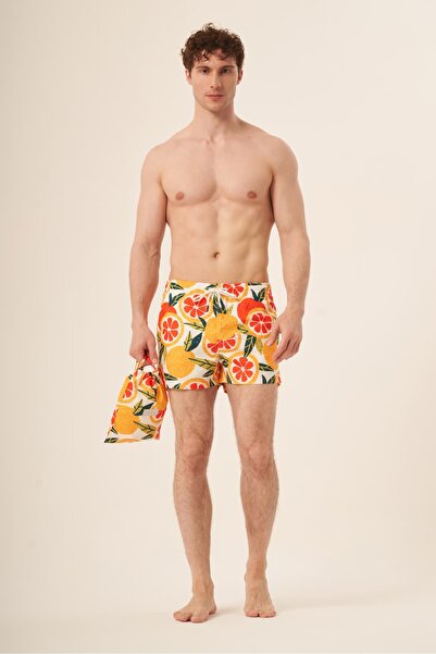 Whitefin شورت سباحة رجالي أورانج جروف
