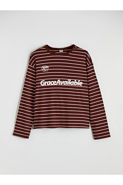 LC Waikiki Rmz Gi̇yi̇m Farkiyla Zero Roba Collar Striped Girls' T-Shirt