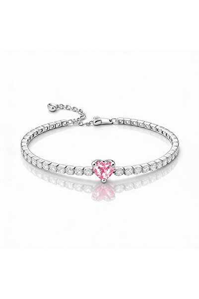 Belora Βραχιόλι από ασήμι με ροζ καρδιά