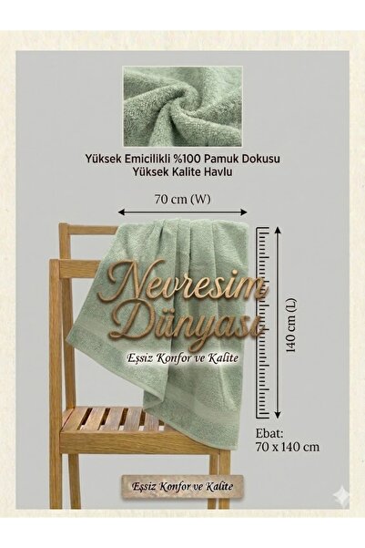 Nevresim Dünyası Πετσέτα Prime 70x140 Νεροπράσινη