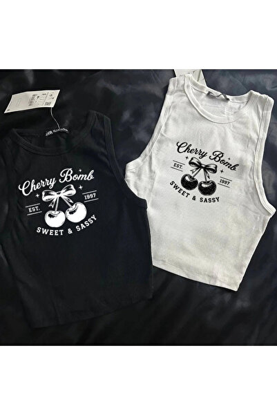 Gofeel Cherry Bomb Printed Sleeveless Crop