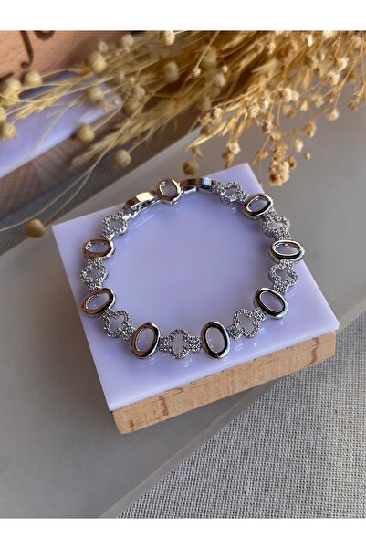 Bade Jewelry Xuping Silver Geometric Stone Detailed Stylish Non-Tarnish Brace...