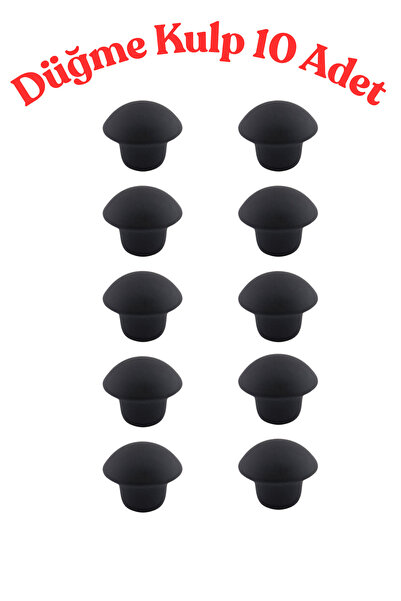 KAYRA LEATHER CRAFT Klc 10 Pcs Matte Black Metal Button Handle - Round Furnit...