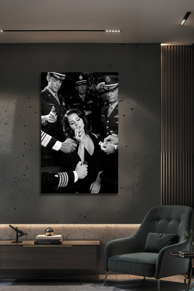 B&G DESIGN Estetică vintage, alb-negru, artist iconic, pictură modernă pentru...