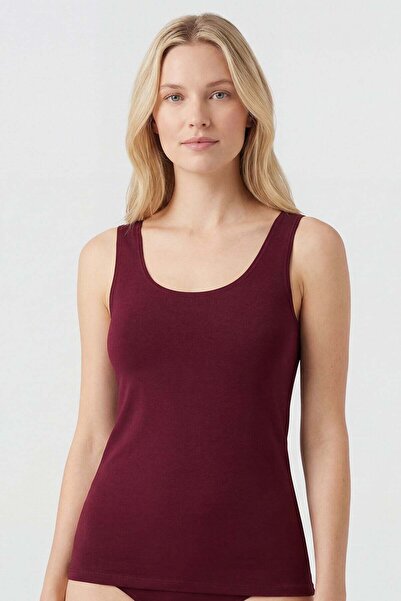 TÜREN Women's Thick Strap Lycra Undershirt 953/Burgundy